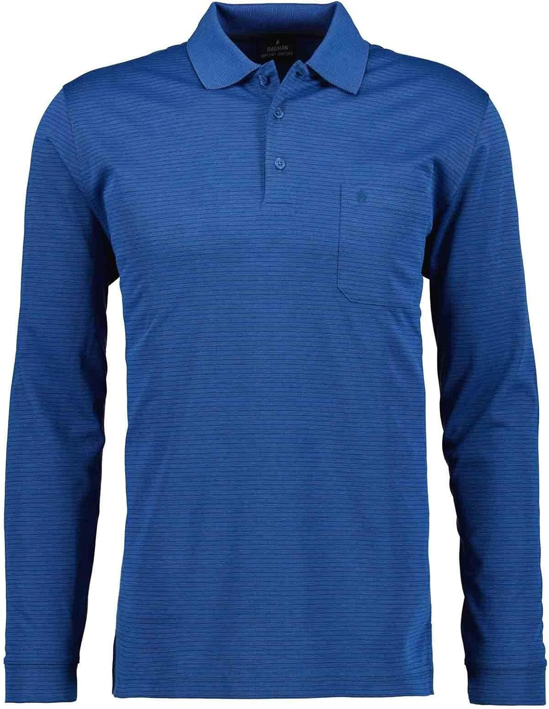 RAGMAN Herren Softknit-Polo Fineliner, Langarm S Blau-melange-765, S Blau-melange-765