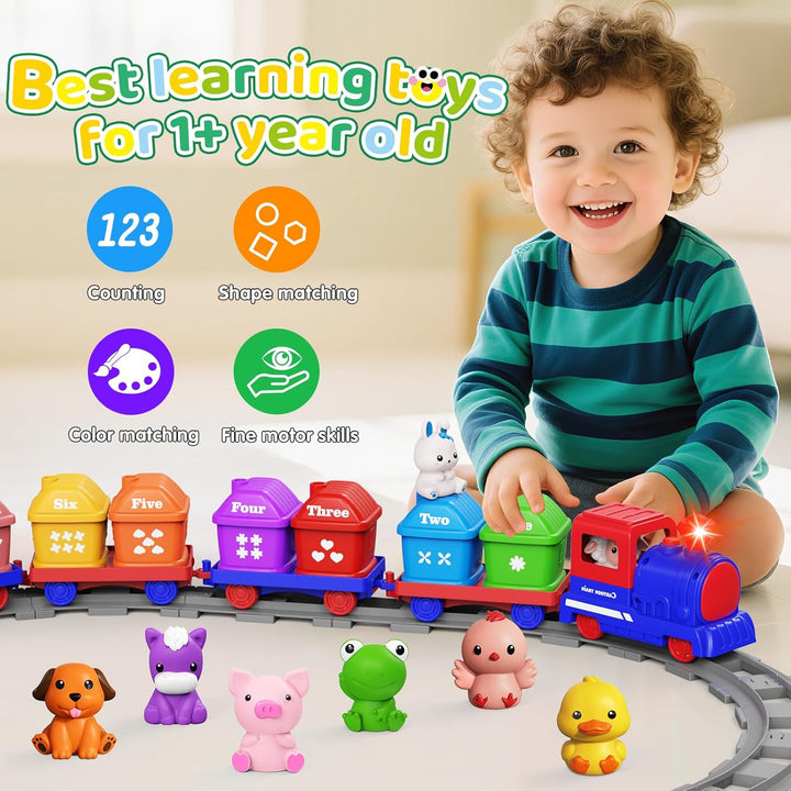 Eisenbahn-Set für Kleinkinder, Lernspielzeug für 1, 2, 3 Jahre, elektrisches Eisenbahn-Schienenset m
