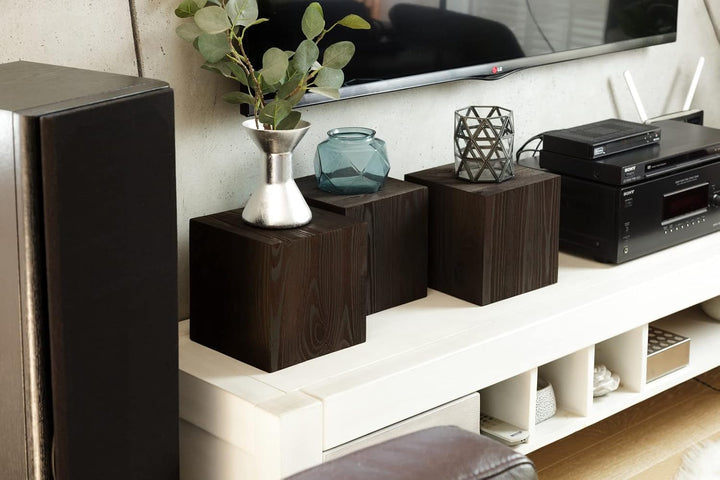 DECORATIVO Holzständer, Holzblock, Baumstamm Deko - Bodenwindlicht Säule perfekt als Innendekoration