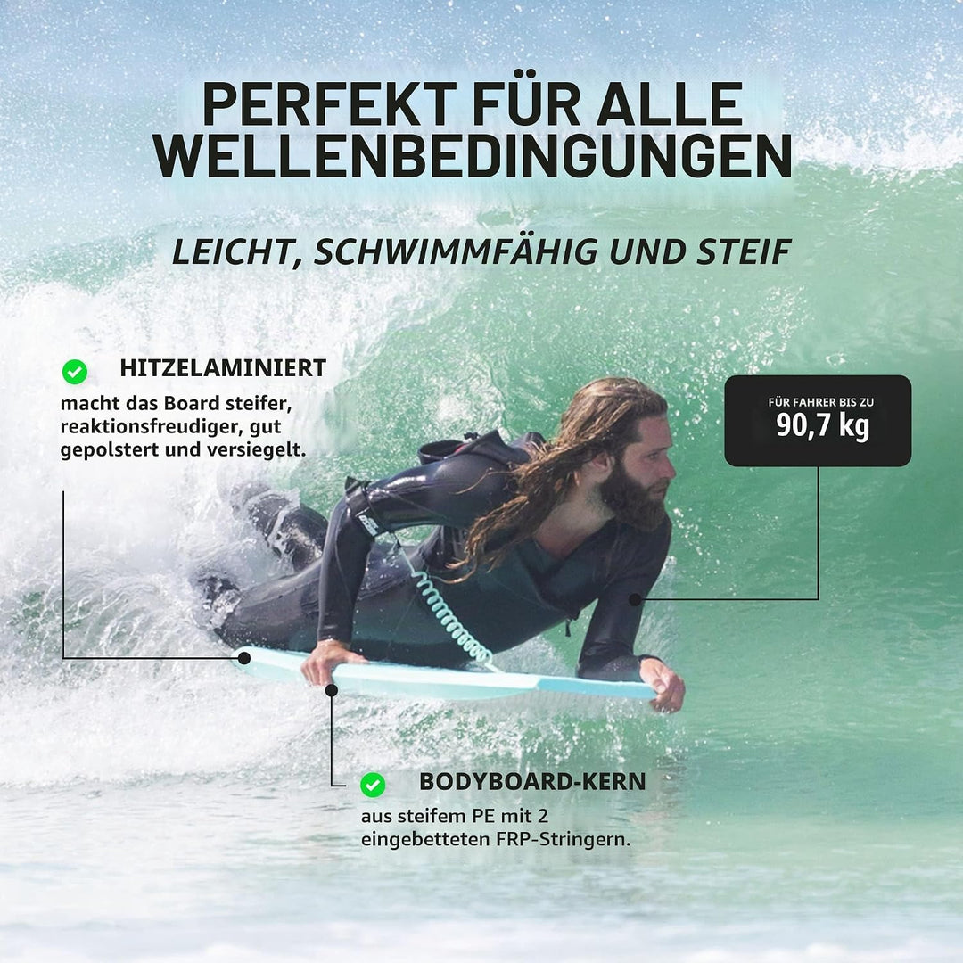 Thurso SURF 107 cm Bodyboard für Strand und Pool – Leichtes PE-Kernmaterial mit IXPE-Oberfläche, HDP