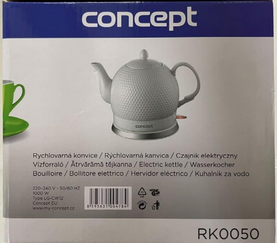 CONCEPT Hausgeräte Concept Golf RK0050 Elektrischer Wasserkocher Drahtlose Keramik Krug 3D-Golfball-