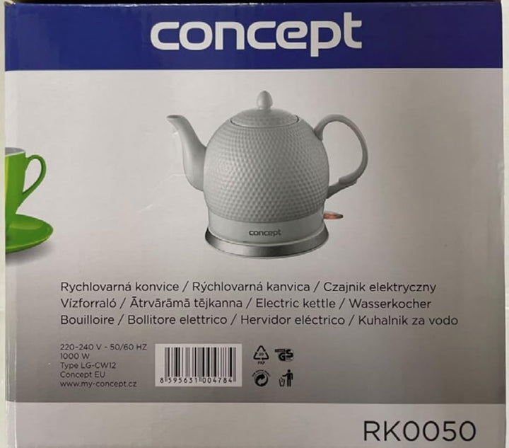 CONCEPT Hausgeräte Concept Golf RK0050 Elektrischer Wasserkocher Drahtlose Keramik Krug 3D-Golfball-