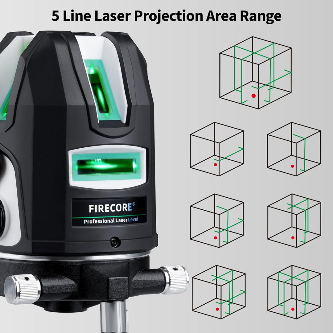 Firecore Kreuzlinienlaser mit Empfänger, Laser Selbstnivellierend Nivelliergerät mit 4200mAh Li-Ione