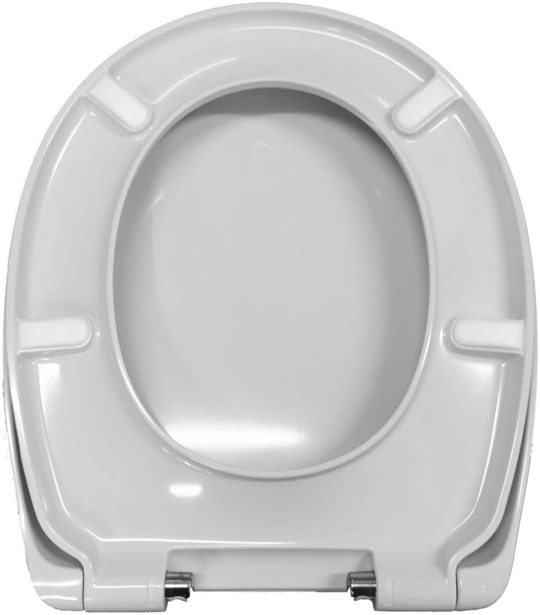WC-Sitz für DIANA | mit Absenkautomatik SoftClose | Edelstahlscharnier | weiss | O200, Weiss