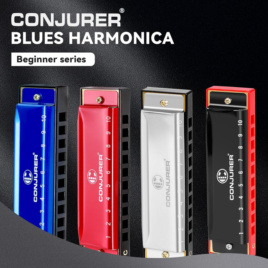 Conjurer Blues Mundharmonika C-Dur 2er-Set für Anfänger Kinder Blues Harp C 10-Loch Diatonische Harm