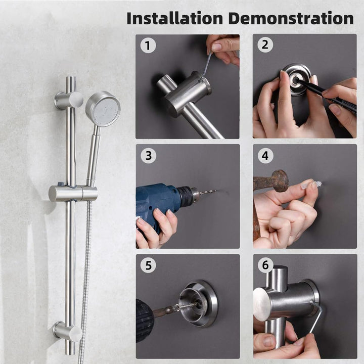 Drenky Duschstange, Duschstange aus 304 Edelstahl mit höhenverstellbaren und winkelverstellbaren Bef