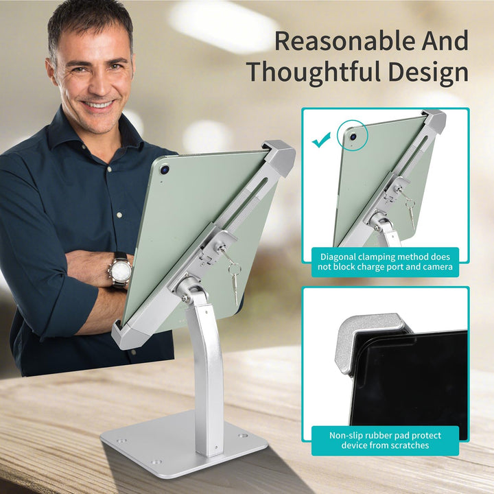 Desktop Tablet Halterung mit Anti Diebstahl Schloss und Schlüssel, woleyi Heavy Duty Aluminium Table