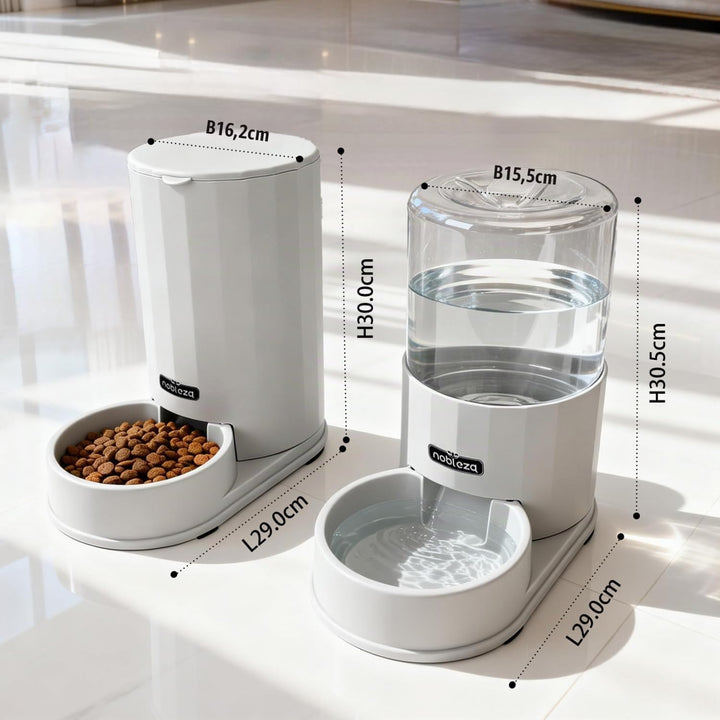 Nobleza Wasserspender Futterspender für Katze und Hund, 3.8L Automatischer Trockenfutterspender Wass