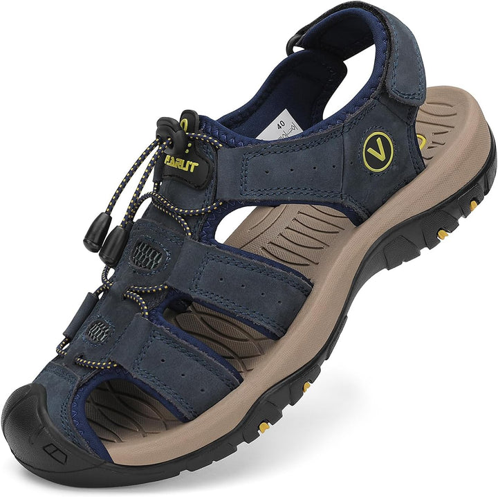 FLARUT Sandalen Herren Outdoorsandalen Sommer Wanderschuhe Trekkingsandalen Leder Strand Wandersanda
