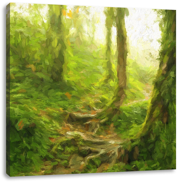Pixxprint Unberührter Regenwald als Leinwandbild | Grösse: 70x70 cm | Wandbild | Kunstdruck | fertig