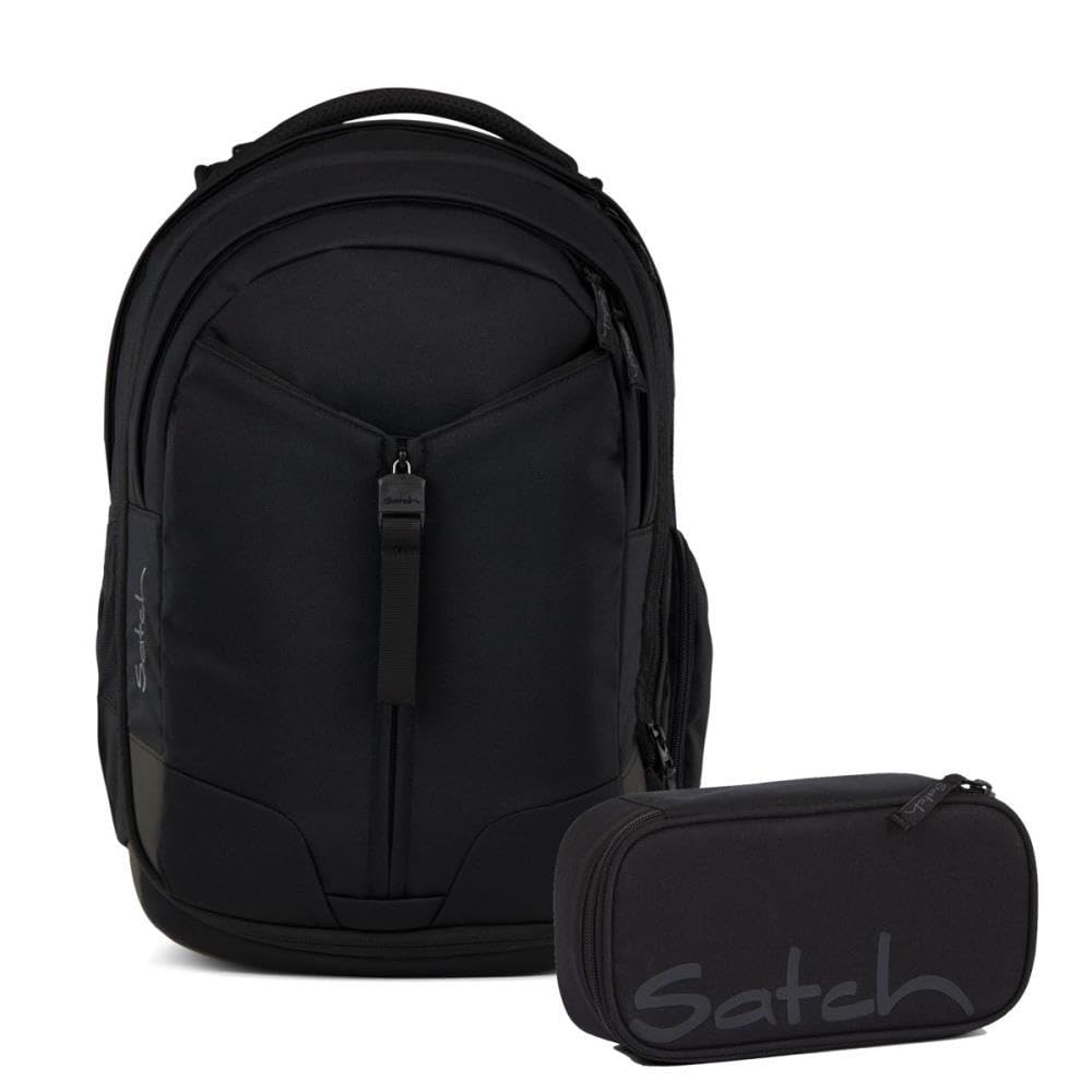 Satch Match Schulrucksack Set 2tlg. inkl. Schlamperbox Blackjack, Blackjack