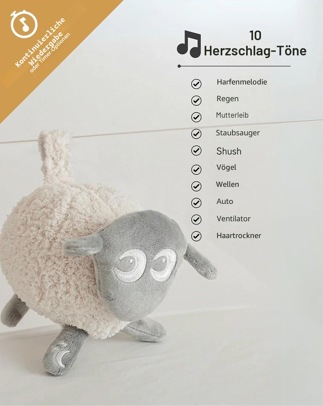 Sweet Dreamers Ewan Deluxe - Wein-Sensor für ruhigen Schlaf, Waschbar, grau