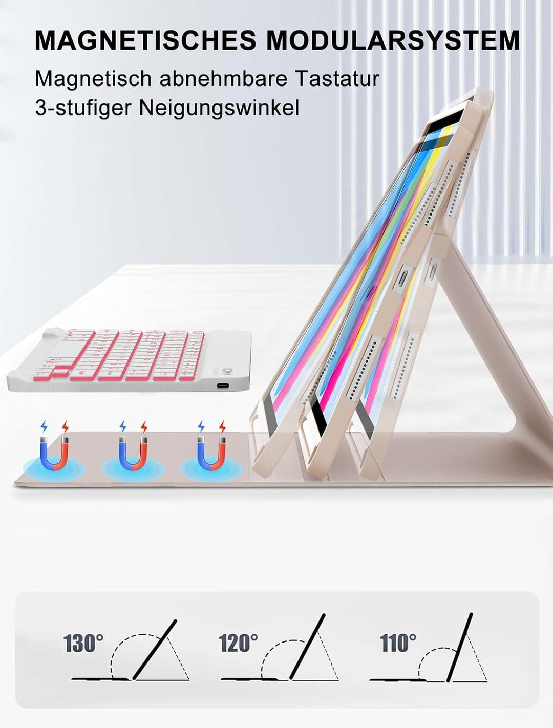 JADEMALL Für iPad A16 11./10. Gen Tastaturhülle mit Beleuchtung QWERTZ | Für iPad A16 Hülle mit Tast
