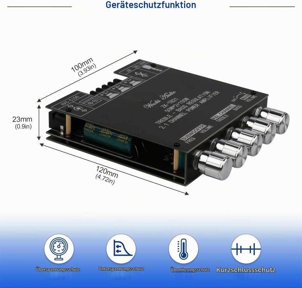 HiFi-Verstärker TB21 Mini Bluetooth5.0 Verstärker Modul 2.1 Kanal Stereo Audio Amplifier Board 50WX2