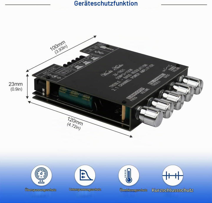 HiFi-Verstärker TB21 Mini Bluetooth5.0 Verstärker Modul 2.1 Kanal Stereo Audio Amplifier Board 50WX2
