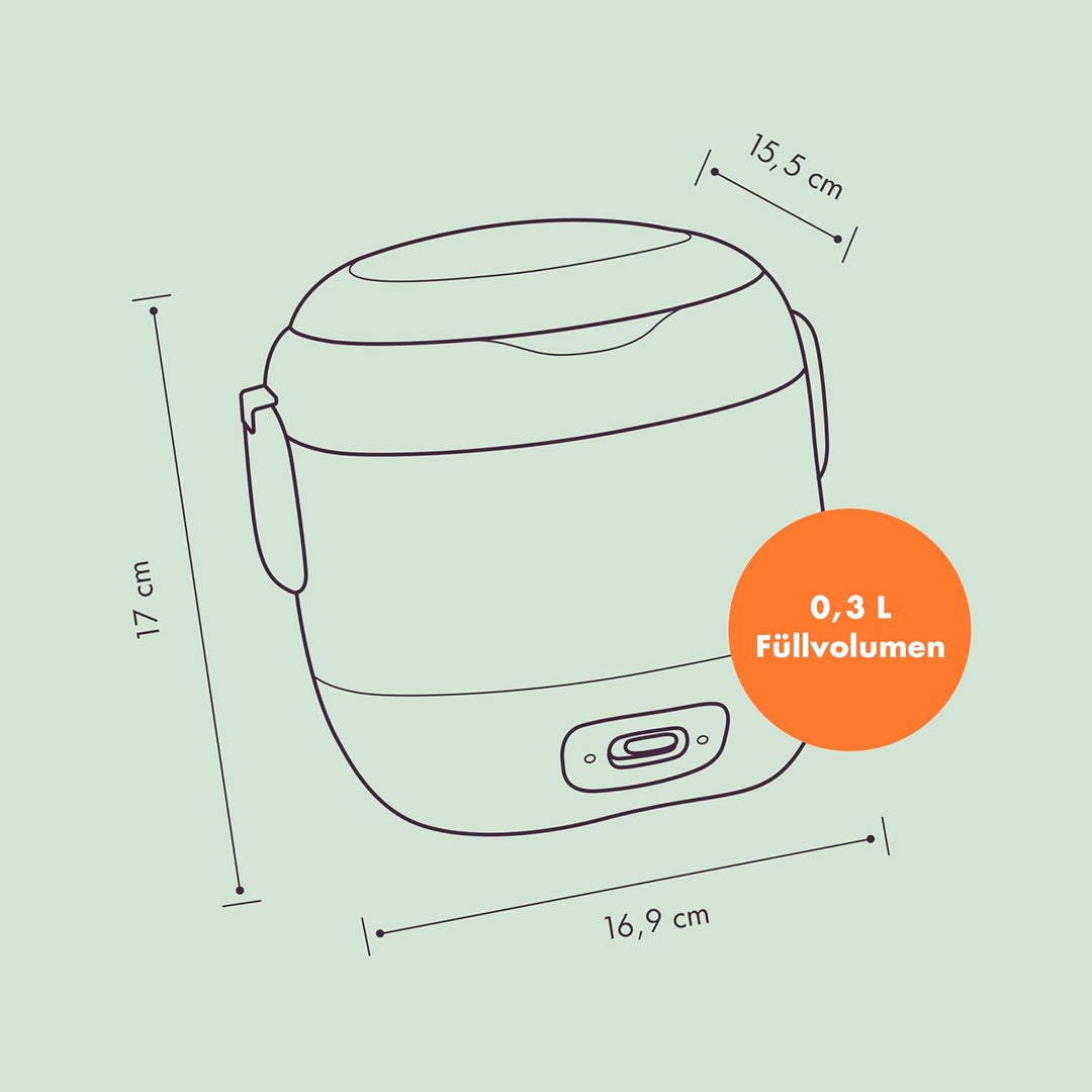 REISHUNGER Mini Reiskocher, salbeigrün | 0,3 L - 1-2 Portionen | hochwertige Keramikbeschichtung - P