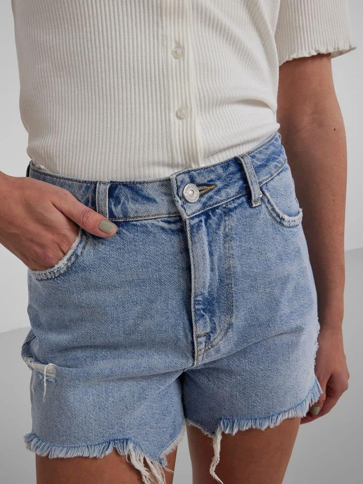 PIECES Damen Pctulla Hw Lb-ba Noos Jeans-Shorts S Light Blue Denim, S Light Blue Denim