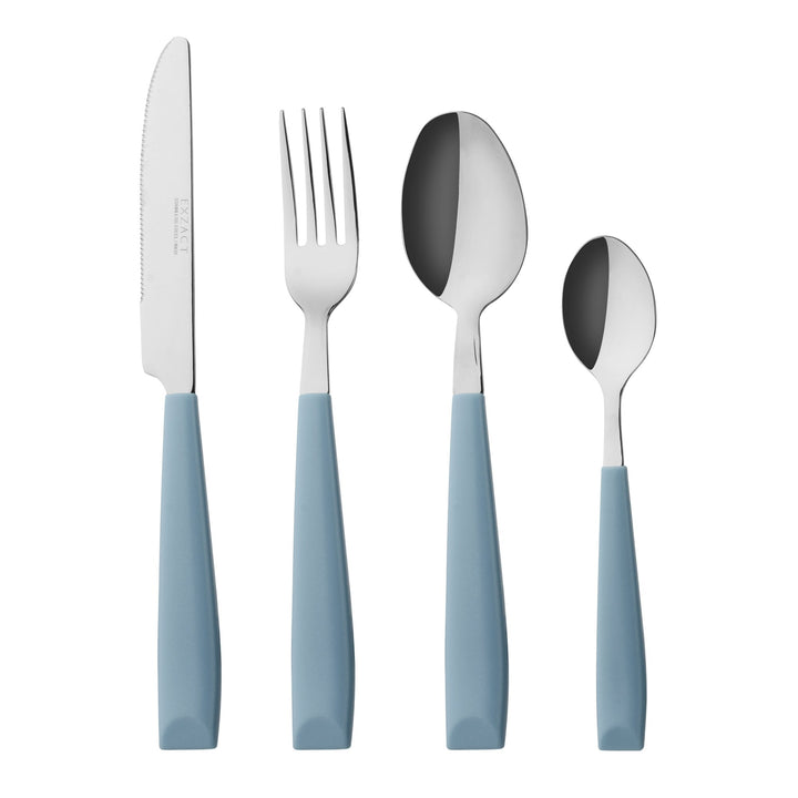 EXZACT 16 PCS Besteck Set/Edelstahl-Besteck - Edelstahl mit Kunststoff-Handgriffen - Bequem zu halte