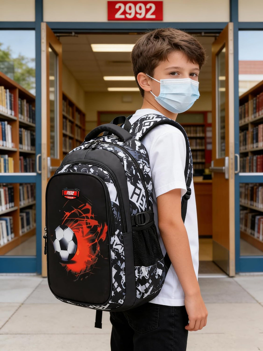 Asge Schulrucksack Jungen Teenager Schulranzen Mädchen 3 5 Klasse Ranzen Ergonomischem Kinder Fussba