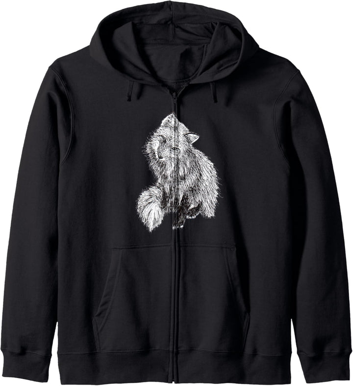 Niedliche Fox Woodland Zeichnung Kapuzenjacke
