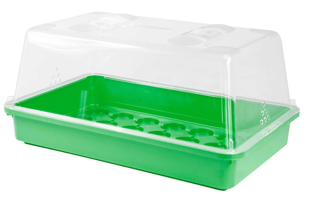 mgc24 Zimmergewächshaus Greenhouse - Anzuchtschale mit Deckel und Belüftung - Grün - 2 Stück