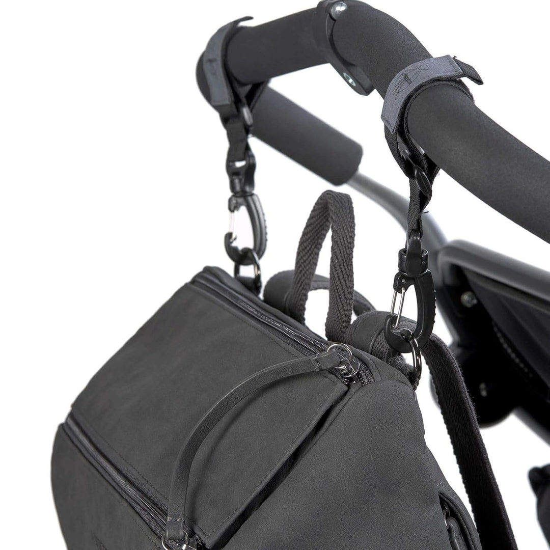 LÄSSIG Baby Wickelrucksack Wickeltasche mit Zubheör veganes Leder/Tender Backpack anthracite, Anthra