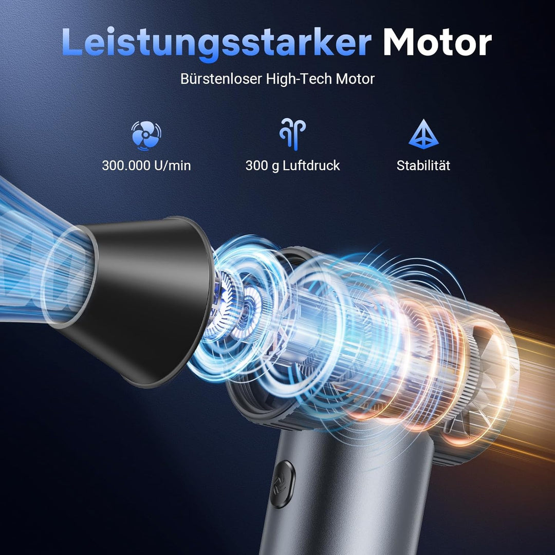 Solareye Druckluft Compressed Air Duster, 3-Gang 300000 U/min, Elektrische Staubgebläse Luftdruckspr