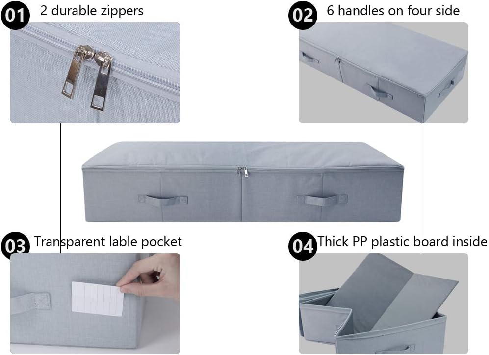 2er-Pack, 100X 43X 18cm Unterbett-Aufbewahrungskörbe für Schuhe, Pullover, Bettwäsche, Spielzeug usw