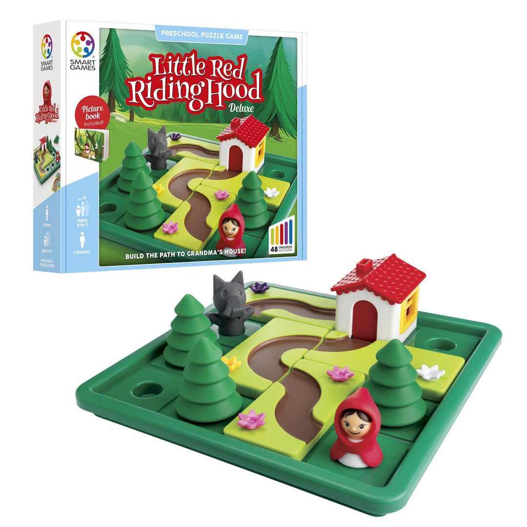 Smart Games - Little Red Riding Hood Deluxe, Puzzle Game with 48 Challenges and Picture Story Book,