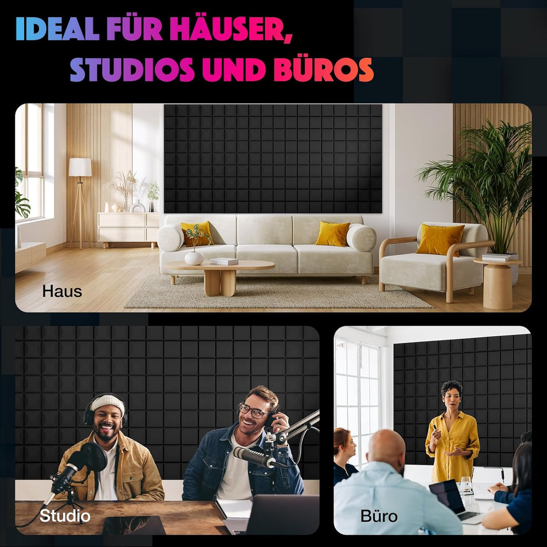 Fstop Labs 12 Stücke Schallabsorber, Dichte 35 kg/m³, 3x30x30cm, 3D Hochdichte Akustikschaumstoff, H