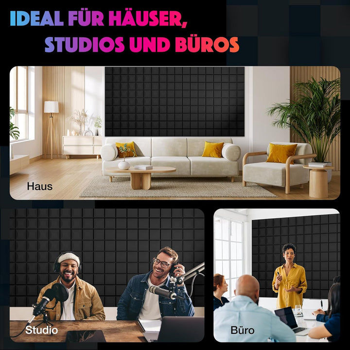 Fstop Labs 12 Stücke Schallabsorber, Dichte 35 kg/m³, 3x30x30cm, 3D Hochdichte Akustikschaumstoff, H