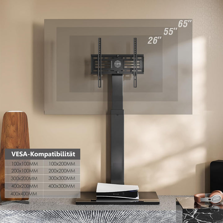 FITUEYES TV Bodenständer Serie-S mit Eisenbasis TV Standfuss Höhenverstellbar Schwenkbar für 32-75 Z