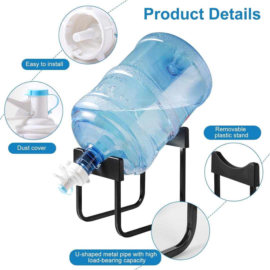 1 Stück Wasserflaschenregal, 3-5 Gallonen Wasserkrug Ständer und 1 Dispenser Ventile, Rutschfestes T