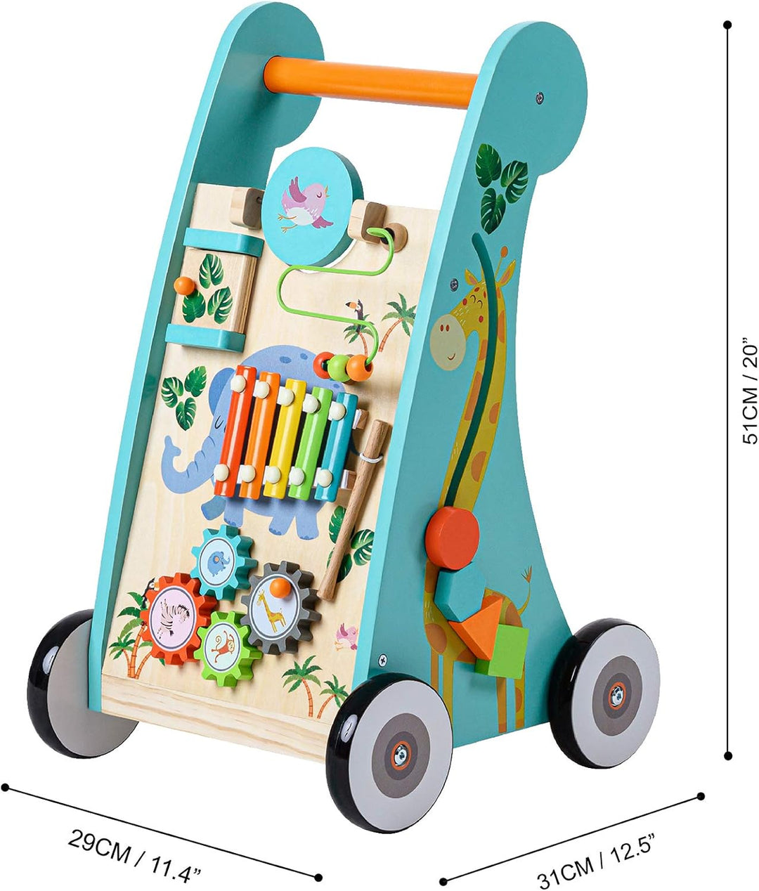 Teamson Kids Kinder Vorschule Labor Spielen Holz Lauflernhilfe & Aktivitätszentrum Blau PS-T0008
