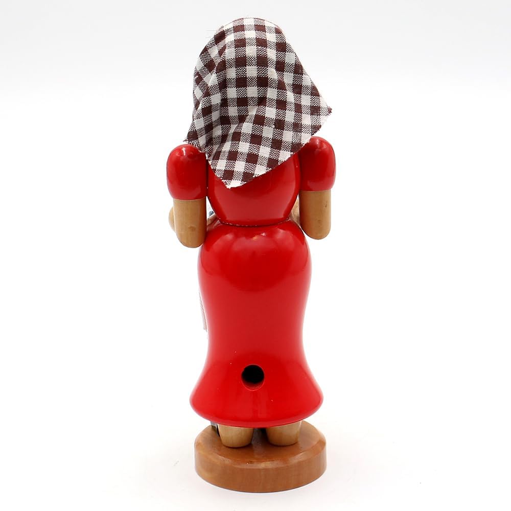 Dekohelden24 Räucherfrau, ca. 18 cm, Klossfrau Rot