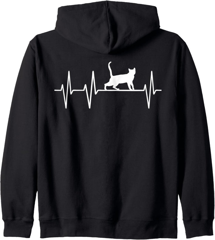 Kater Katze Kätzchen Heartbeat Herzschlag Katzen Outfit Kapuzenjacke
