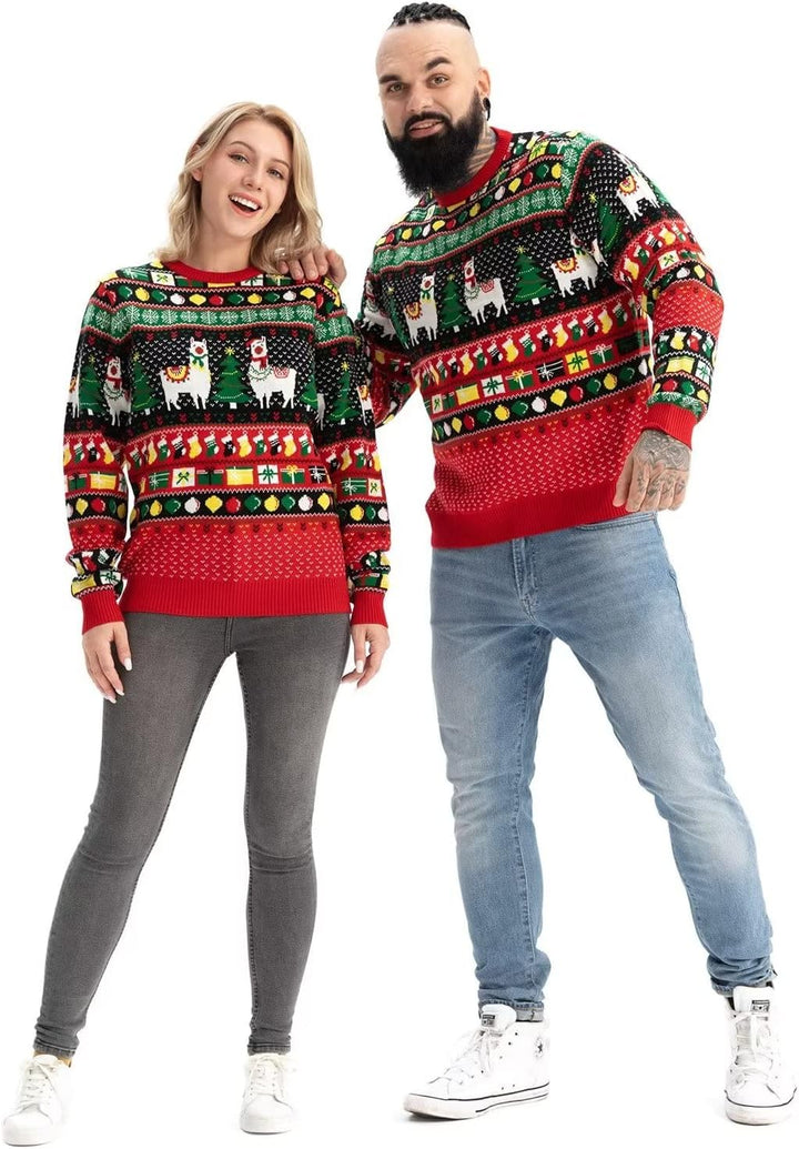 U LOOK UGLY TODAY Unisex Herren Damen Weihnachtspullover LED Licht Lustig Sweater Pulli Hässlich Xma