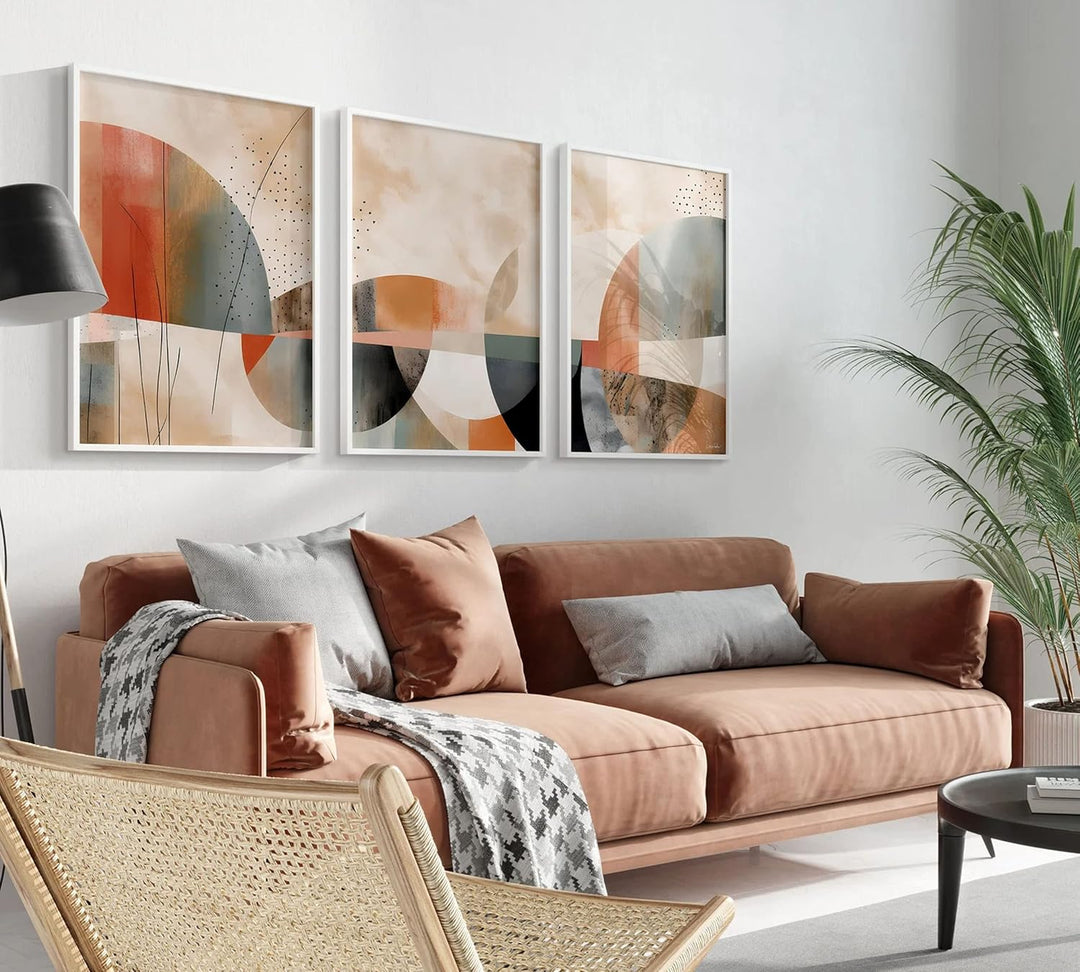 ag.art deco Abstrakt Galerie Wandkunst | 3 Stück 50x70cm | Geometrische Formen Poster Set Boho Druck