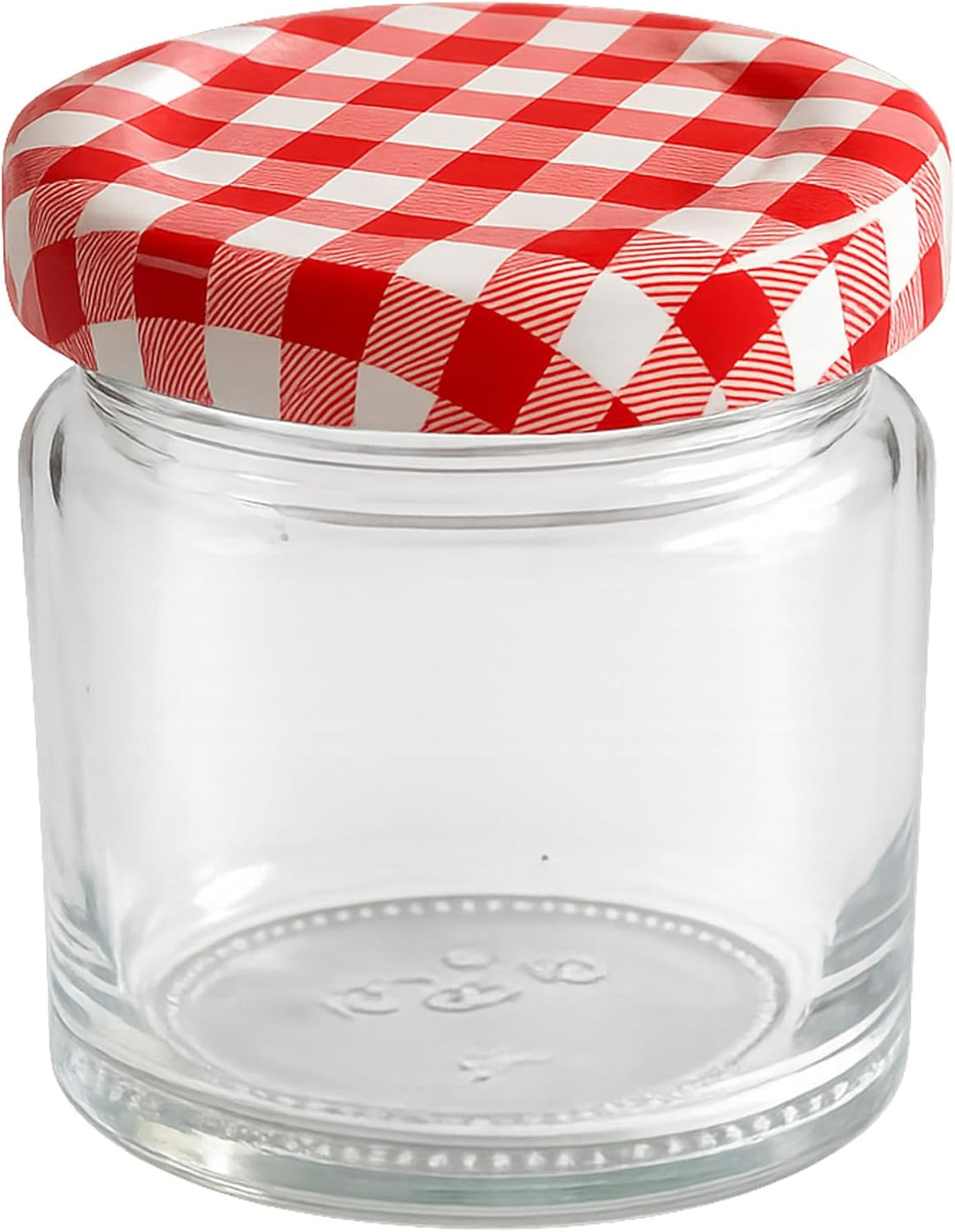 hocz 50x Mini Marmeladengläser 50 ml | mit Deckel Rot Kariert TO 43 | kleine Einmachgläser mit Schra