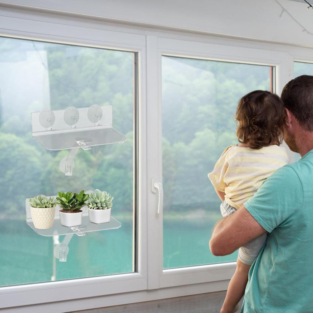 2 Stück Fenster Pflanzenregale: Clear Acryl Fenster Regal für Pflanzen mit Beinen, 30cm Hängendes tr