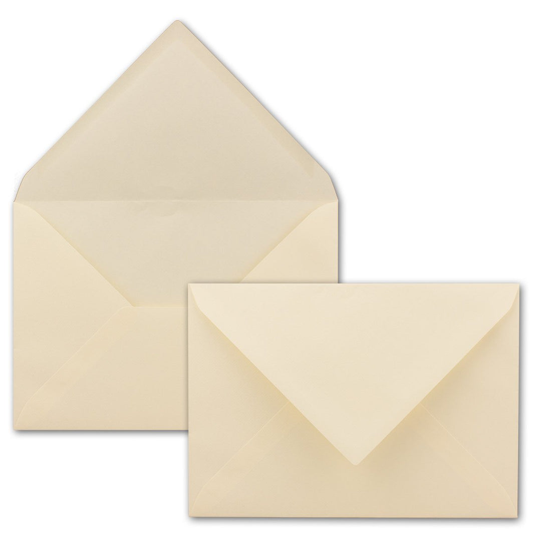 50x Briefumschläge DIN C5-16,2 x 22,9 cm - Creme mit gerippter Struktur - 100 Gramm pro m² - Kuverts
