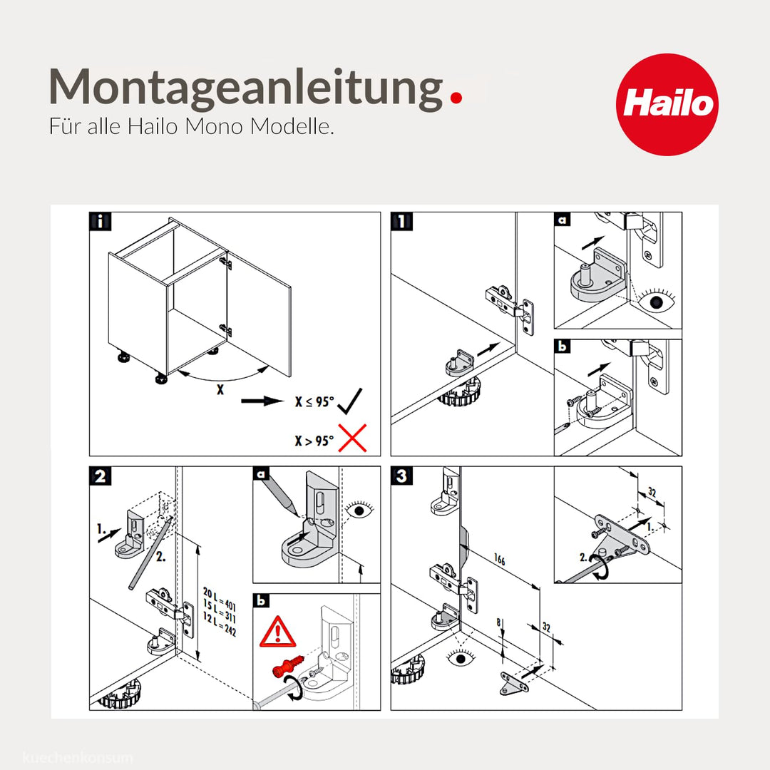 Hailo Abfallsammler 3512071 | Mono Schwenkeimer 12 Liter mit Schwenkautomatik | Einbau ab 40 cm Unte