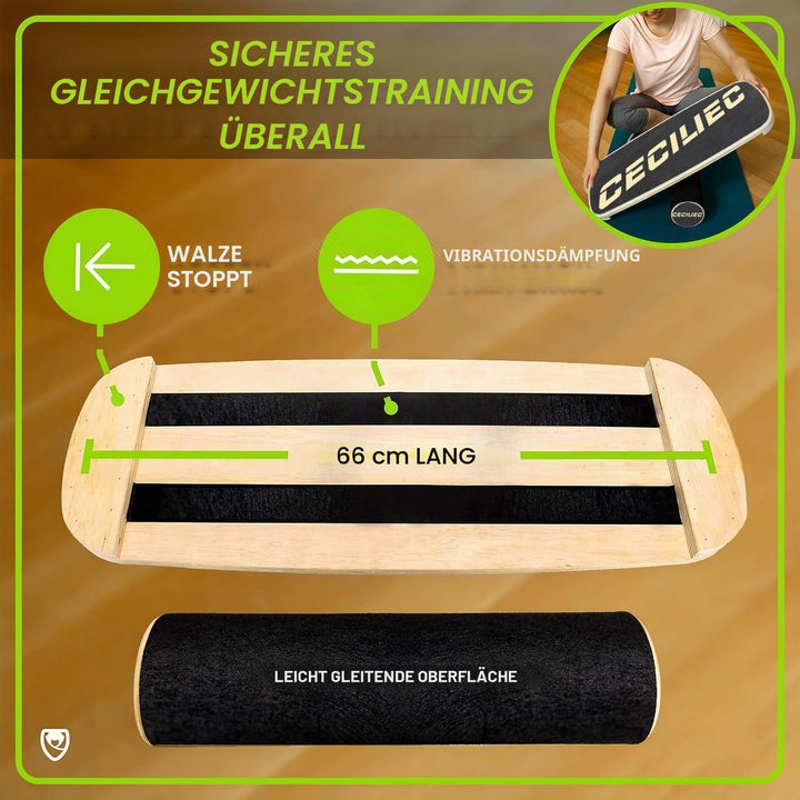 Balance Board Trainer, Holz Balance Board mit Rolle, Rollbrett für Übungen, athletisches Training un
