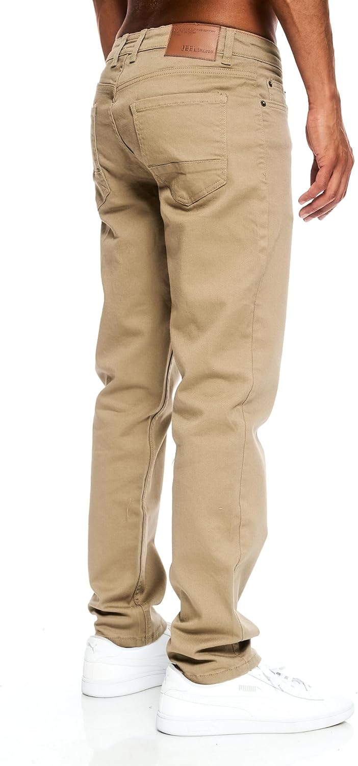 JEEL Herren-Jeans - Regular-Fit Straight-Cut - Stretch - Jeans-Hose Basic Washed 29W / 34L 09-camel,