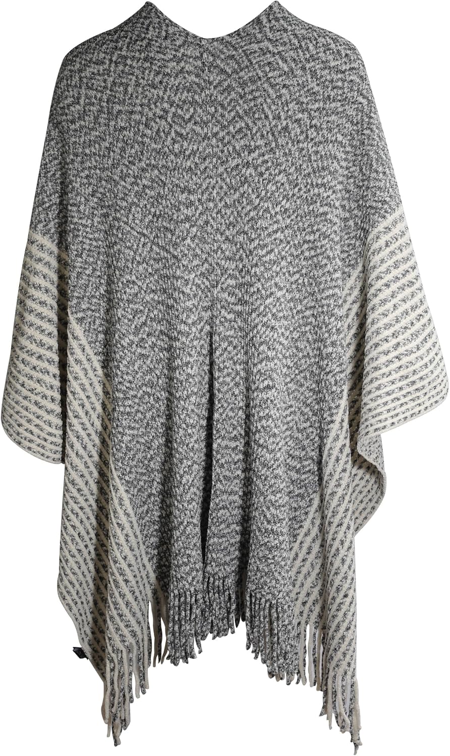 ZLYC Damen Weiche Schlichte Poncho Capes Retro Cardigans Pullover Chenille Gemischt Schwarz, Chenill