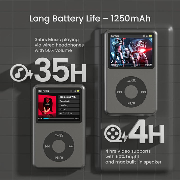 Innioasis Y1 MP3 Player - Zeitlose Klasse: 128 GB, Bluetooth, Video-Player, Hörbücher, FM-Radio und