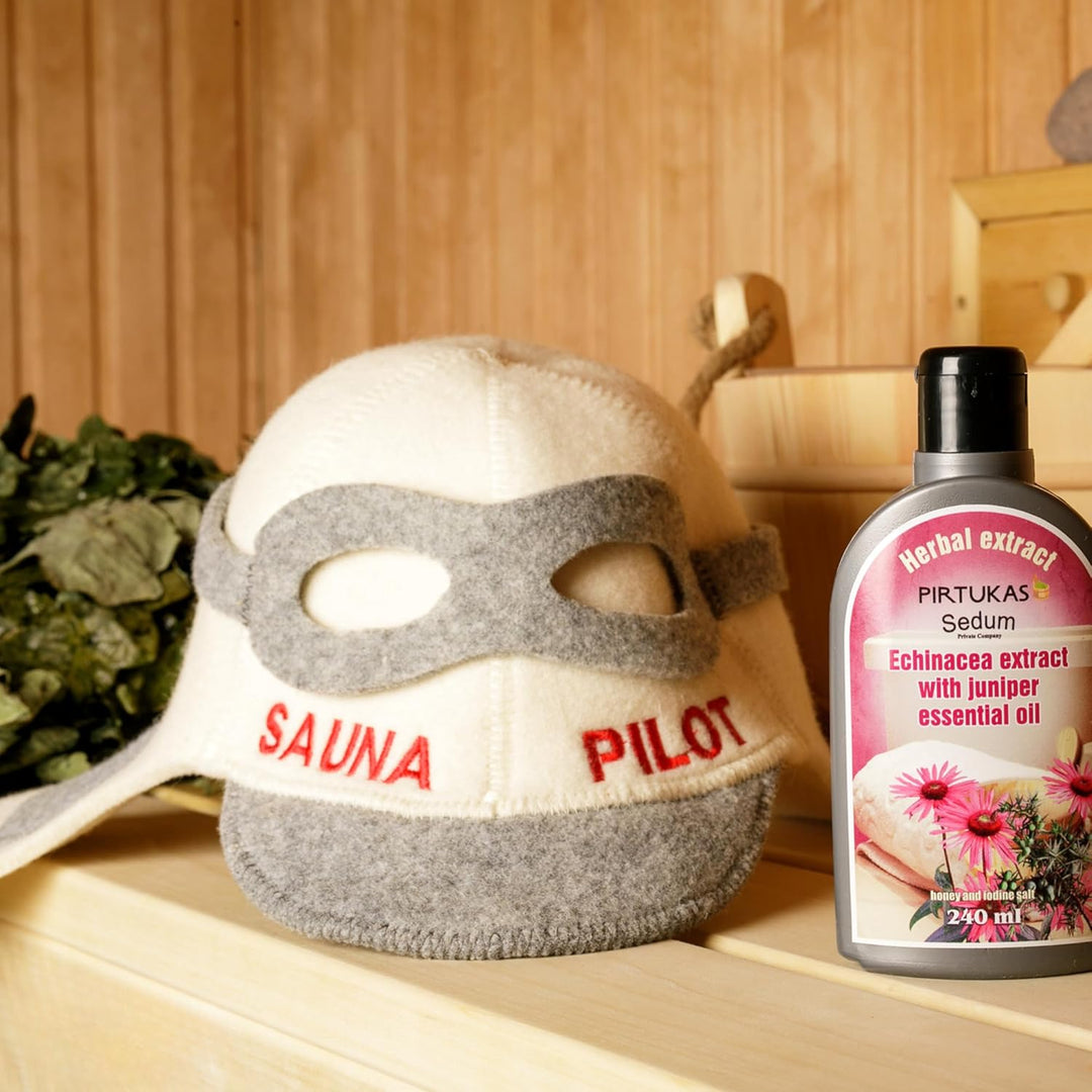 SAUNA GURU Sauna Pilotenhut, 100% Bio Wollfilz Sauna Kappe, Banya Hut Sauna Haarschutz, Sauna Zubehö