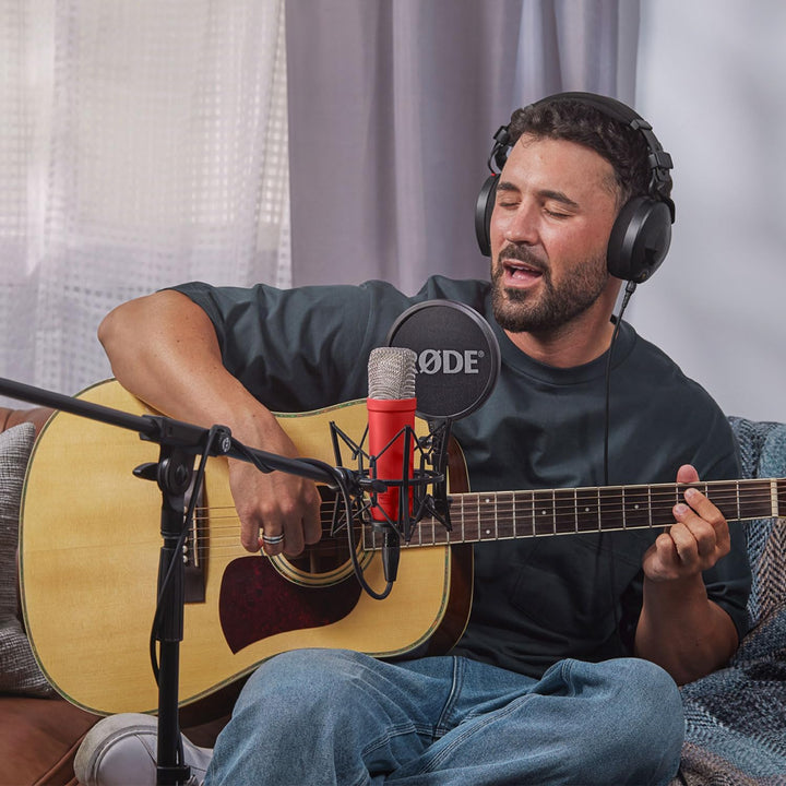 Rode NT1 Signature Red Studio-Mikrofon Rot + keepdrum Mikrofonständer mit Mikrofonständer Rot, mit M