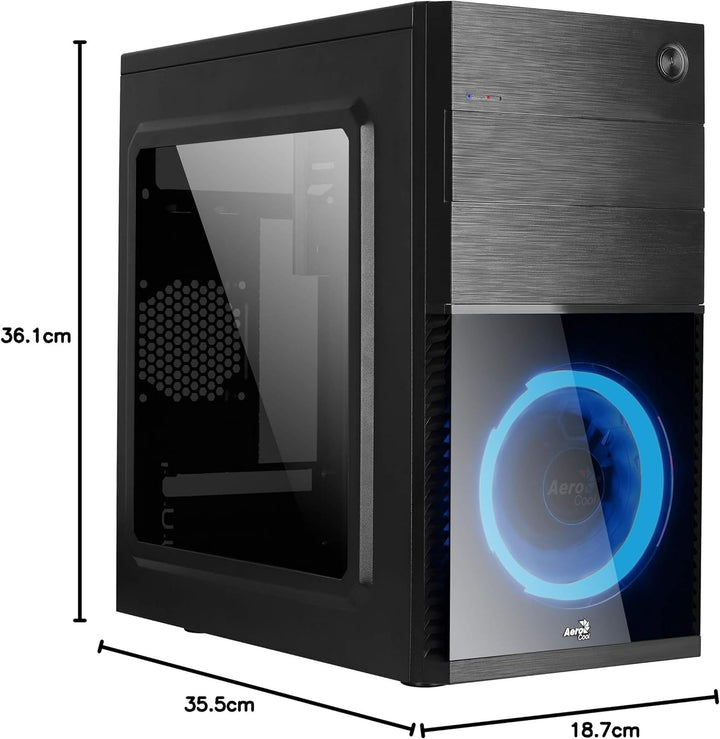 Aerocool CS105BL, Computergehäuse, Acrylfenster, Frontlüfter Blau CS105, Blau CS105