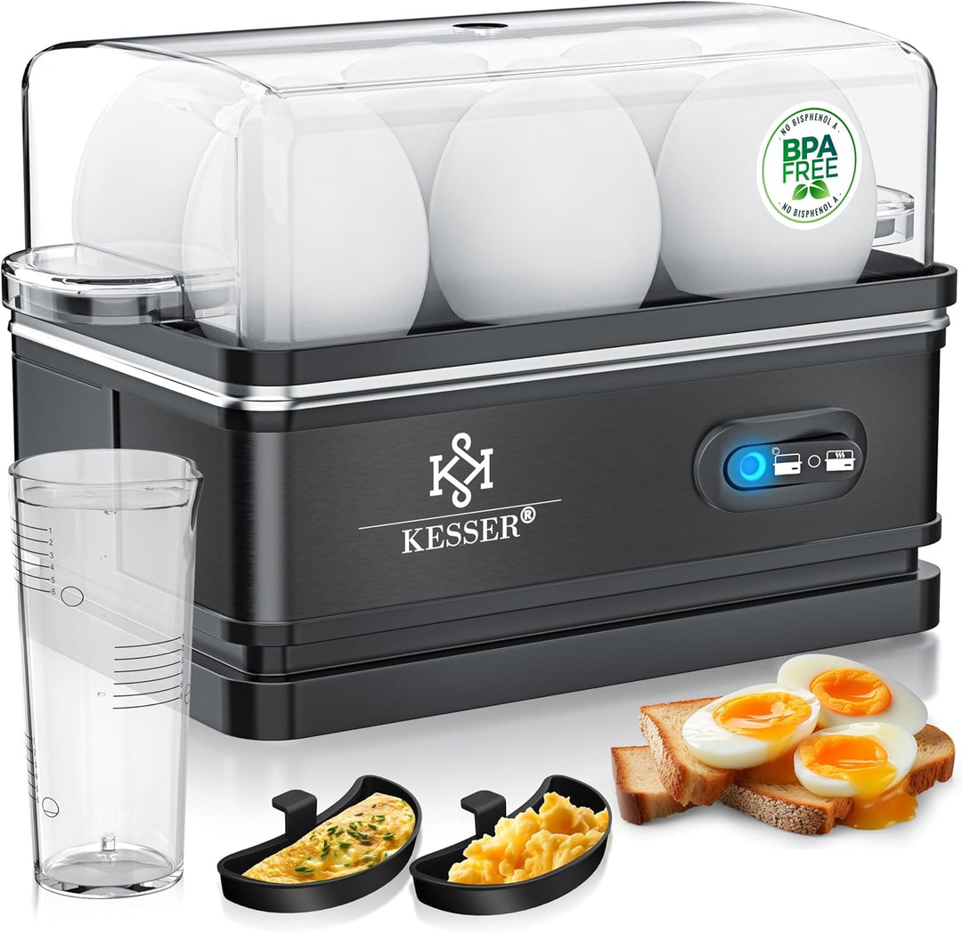 KESSER® Eierkocher für 1 bis 6 Eier elektrisch aus Edelstahl 400W & Warmhaltefunktion | Kipp-Funktio